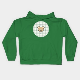 Green Gingham Bear Kids Hoodie